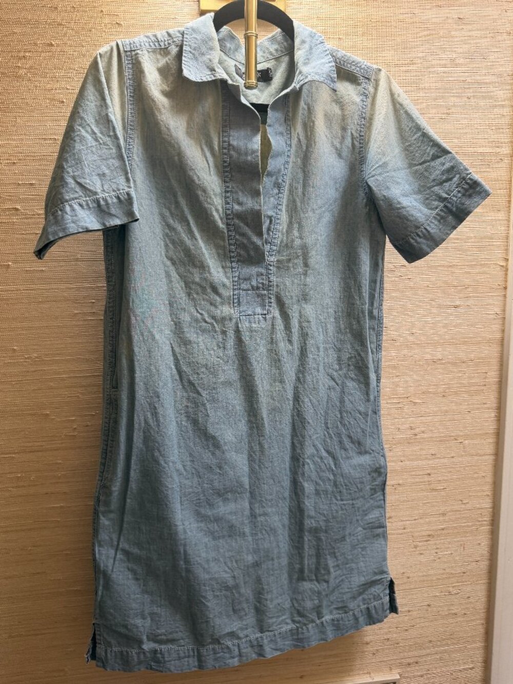 Lauren Ralph Lauren Blue Chambray Shirt Dress Pockets SP Petite
